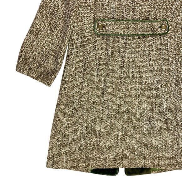 Elie Tahari Long Coat Womens Size Medium Tweed Velvet Trim Classic Chic Elegance - Picture 9 of 16